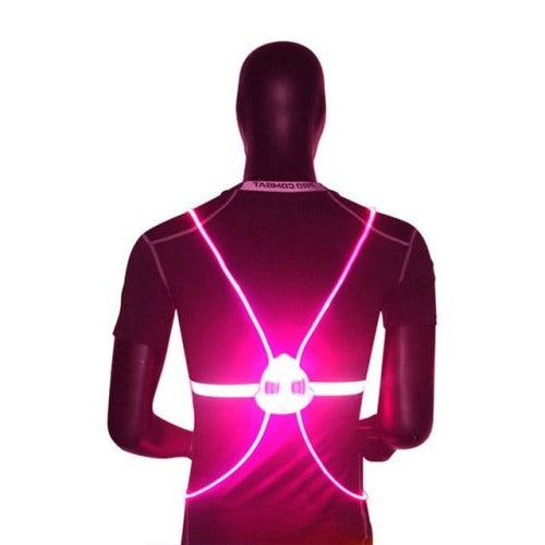 LED Safety Vest with Fiber Optic Cables and 3 Light Modes, Adjustable Reflective Band