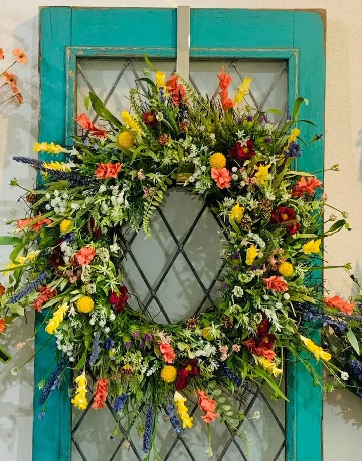 Texas Wildflower Decorative Wreath for Indoor and Covered Outdoor Display