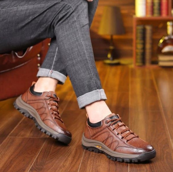 Men's Orthopedic Shoes with Three Arch Support and Ergonomic Insole, Cowhide Upper