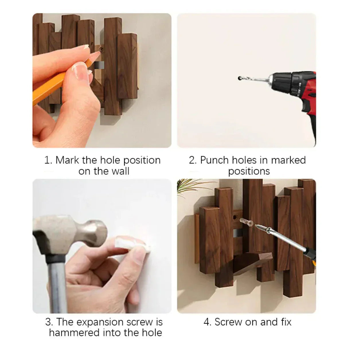 Wooden Wall Coat Hook Piano Design, Practical and Elegant Entryway Organizer