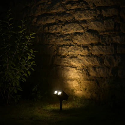 Solar LED Spotlight with Adjustable Zoom and RGB Color Modes, IP65 Outdoor