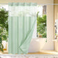 Hookless Shower Curtain with Integrated Liner and Mesh Window Panel
