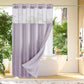 Hookless Shower Curtain with Integrated Liner and Mesh Window Panel