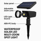 Solar LED Spotlight with Adjustable Zoom and RGB Color Modes, IP65 Outdoor