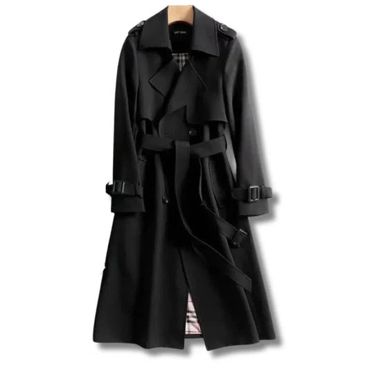 Long Trench Coat with Adjustable Fit for Everyday Wear