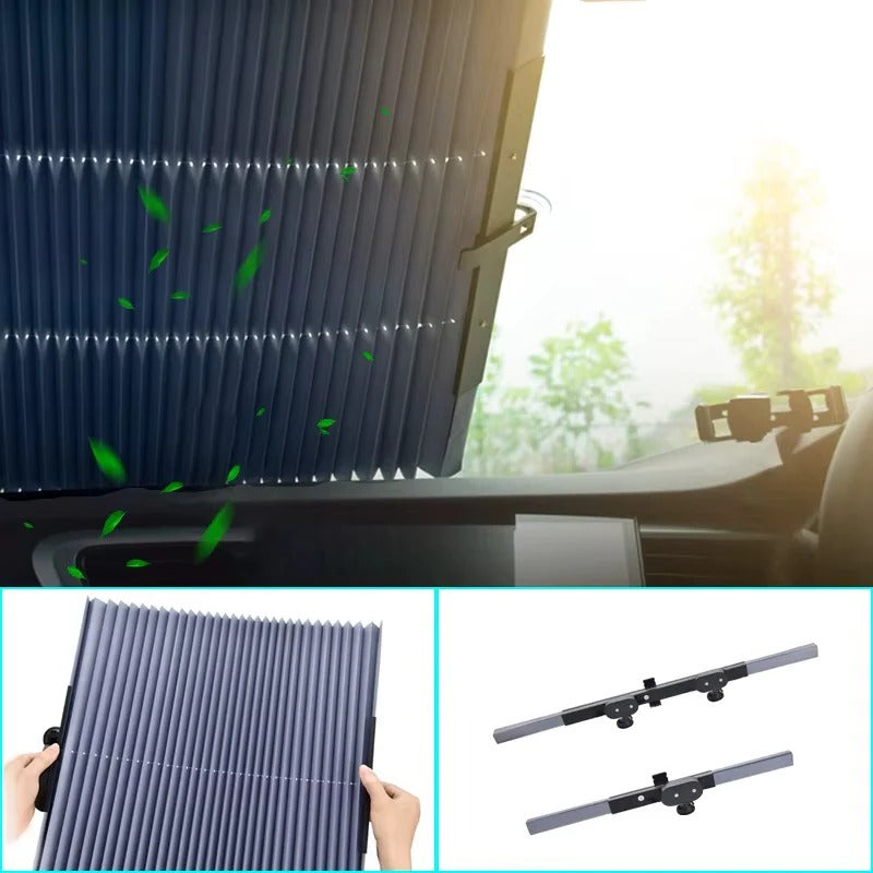 Retractable Car Windshield Sunshade Curtain Set