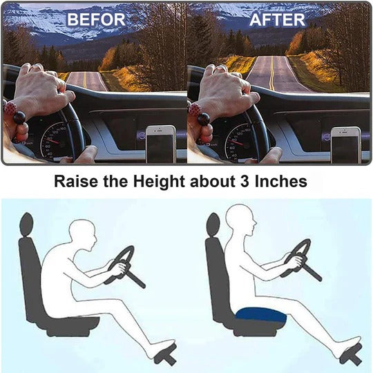 Adult Car Seat Booster Cushion for Improved Driving Visibility and Seating Support