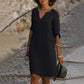 Loose Fit Pullover Dress with Three-Quarter Sleeves and Breathable Cotton Blend