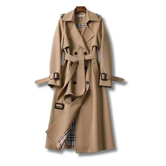 Long Trench Coat with Adjustable Fit for Everyday Wear