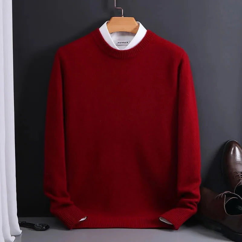 Men's Cashmere-Feel Sweater with Crewneck and Tailored Silhouette, Lightweight Layering