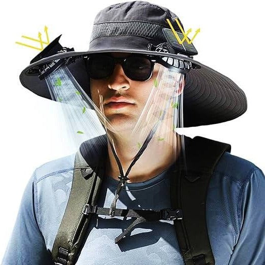 Lightweight Adjustable Sun Hat with Dual Cooling Fans for Outdoor Use