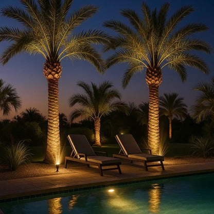 Solar LED Spotlight with Adjustable Zoom and RGB Color Modes, IP65 Outdoor