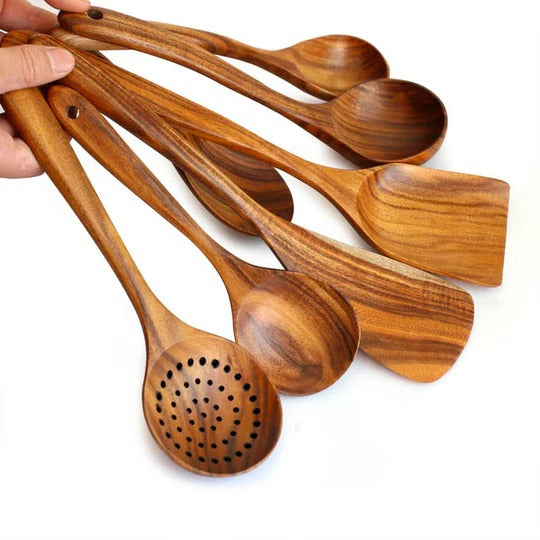 Natural Finish Kitchen Cooking Utensil Set for Everyday Home Use