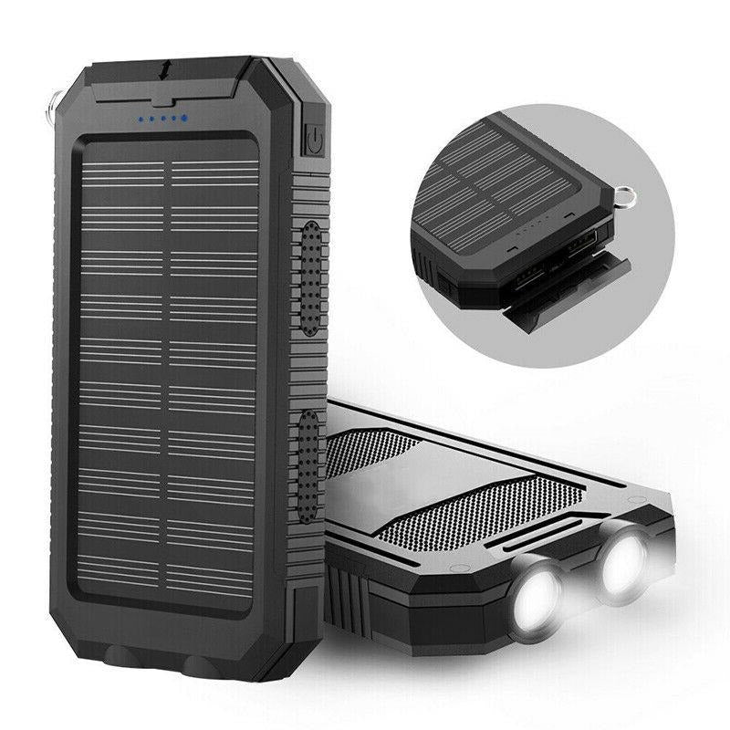 Solar Power Bank with Dual USB and Built-In LEDs, 500000mAh Weather Resistant