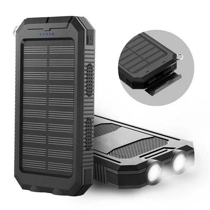 High-Capacity Waterproof Solar Power Bank With Dual USB Ports