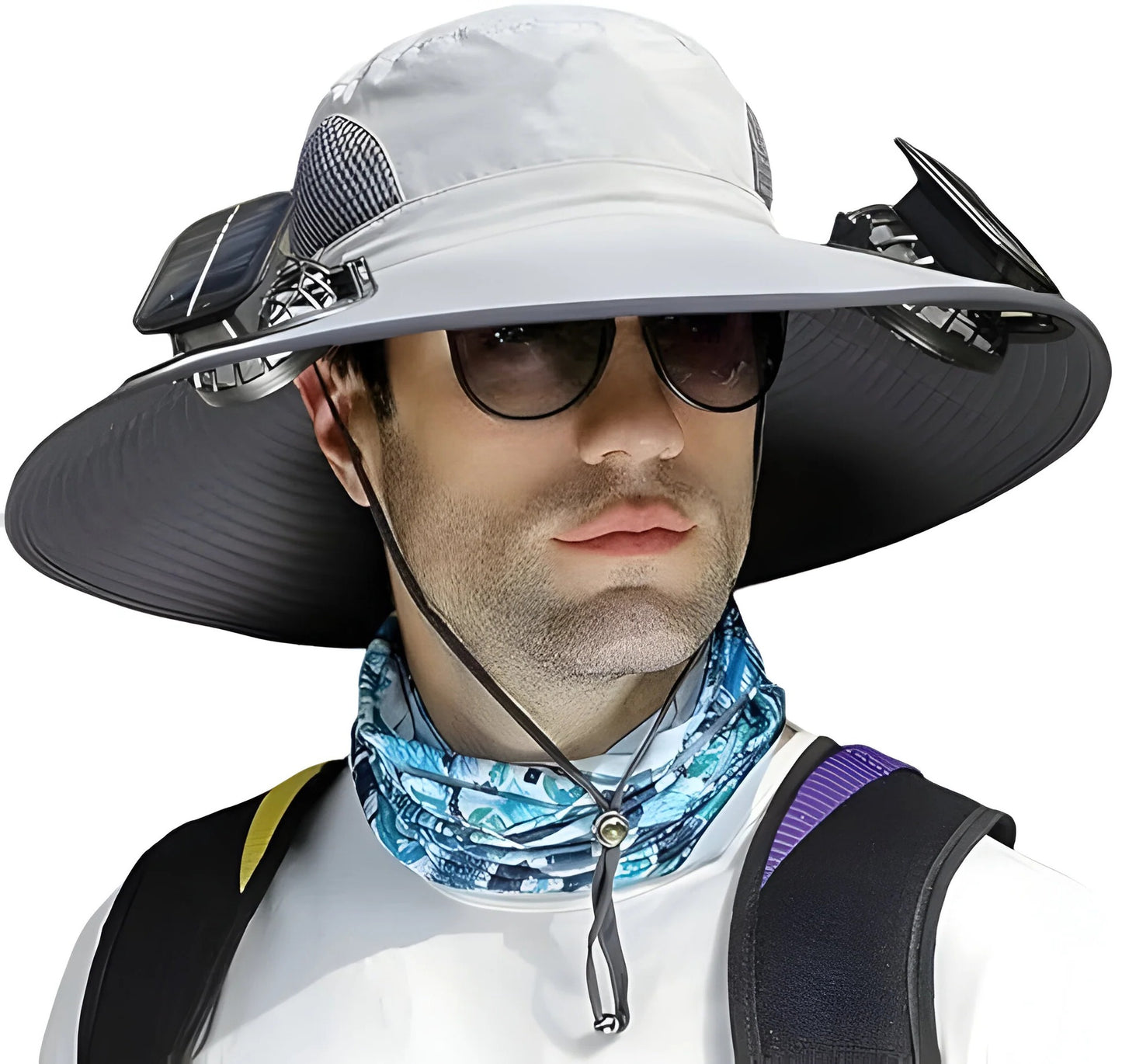Lightweight Adjustable Sun Hat with Dual Cooling Fans for Outdoor Use