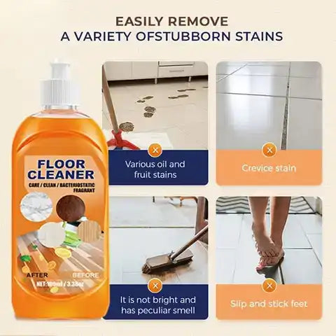 Floor Cleaner with Plant-Based Formula and Lemon Scent, Multi-Surface Concentrate 3.38 oz