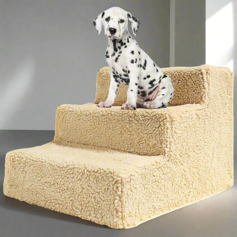Pet Stairs with Removable Fleece Cover and Non-Slip Surface for Small Dogs