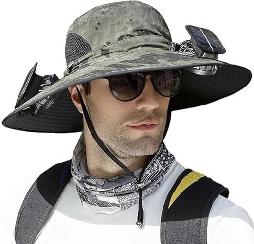 Lightweight Adjustable Sun Hat with Dual Cooling Fans for Outdoor Use