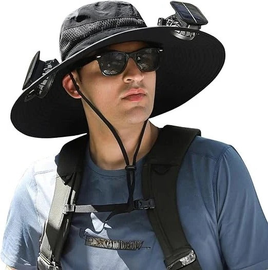 Lightweight Adjustable Sun Hat with Dual Cooling Fans for Outdoor Use