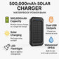 High-Capacity Waterproof Solar Power Bank With Dual USB Ports