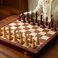 Chess Set with Solid Wood Board and 34 Carved Pieces, 15.7 x 15.7 in