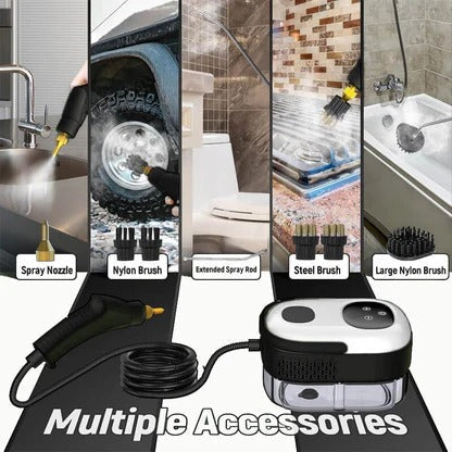 Pressurized Steam Cleaner with 6 Speed Settings and 5 Interchangeable Brush Heads All Vera Mart