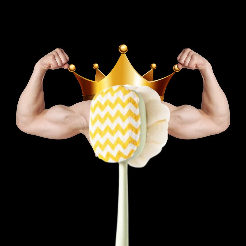 Long Handle Body Scrubber with Dual Sided Brush Head and Extended Reach