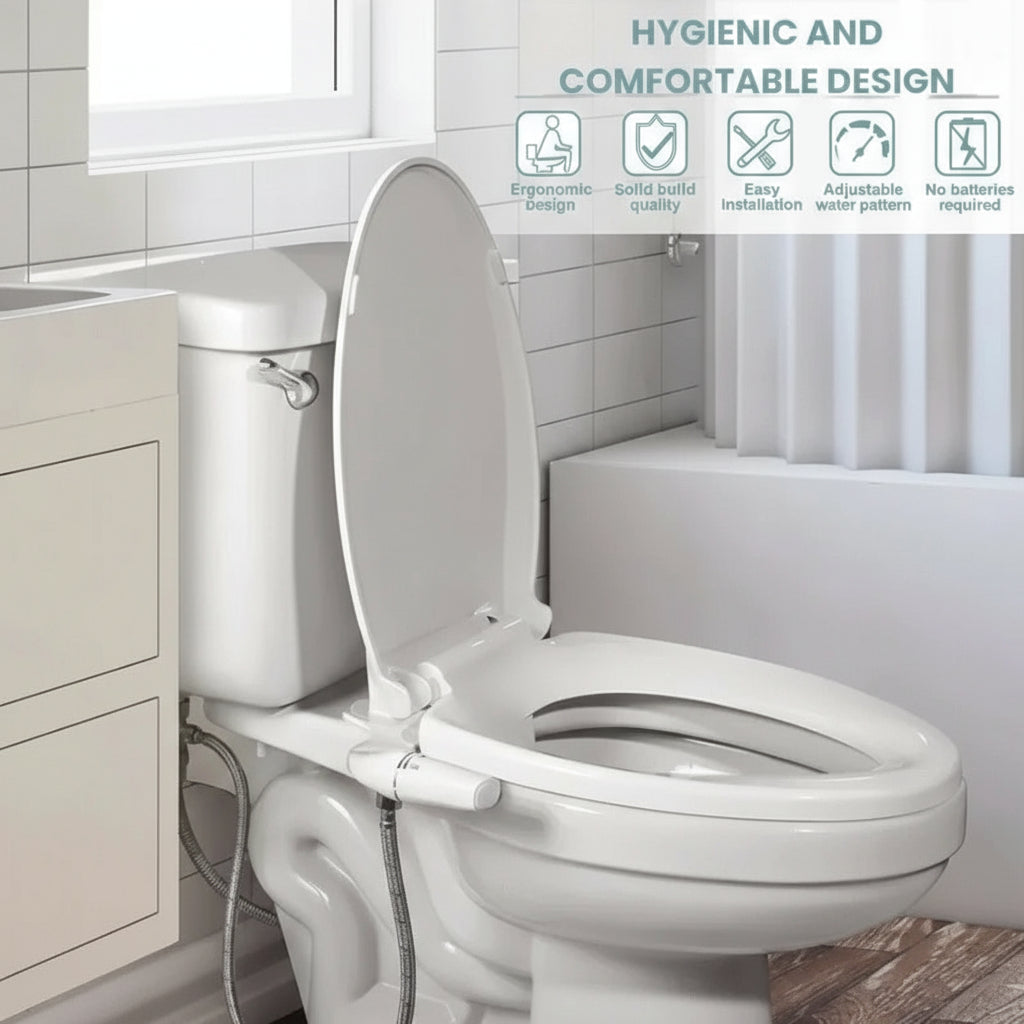 Toilet Bidet Attachment with Retractable Nozzles and Adjustable Water Pressure