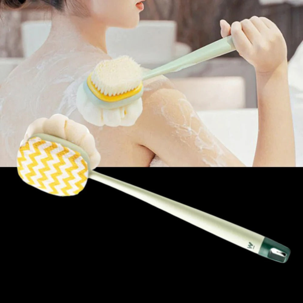 Long Handle Body Scrubber with Dual Sided Brush Head and Extended Reach