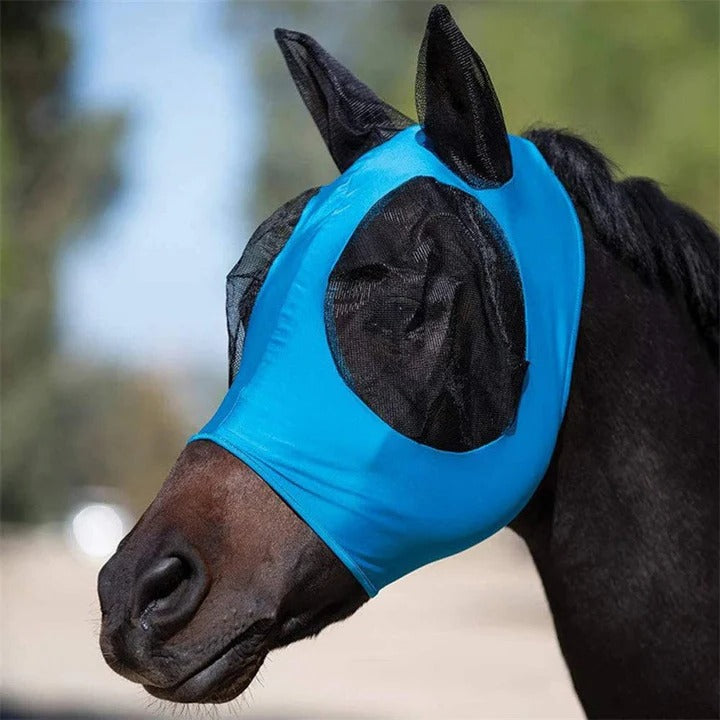 Horse Fly Mask with Mesh Face Coverage and UV Protection, Stretchy Elastic Fit