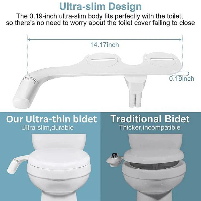Toilet Bidet Attachment with Retractable Nozzles and Adjustable Water Pressure