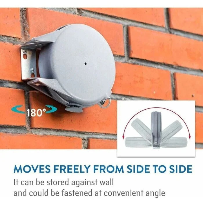 Retractable Clothesline with Swivel Base and Automatic Retraction, 472  Inches