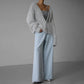 Womens Knit Sweater with Round Neckline and Natural Fiber, Breathable Design