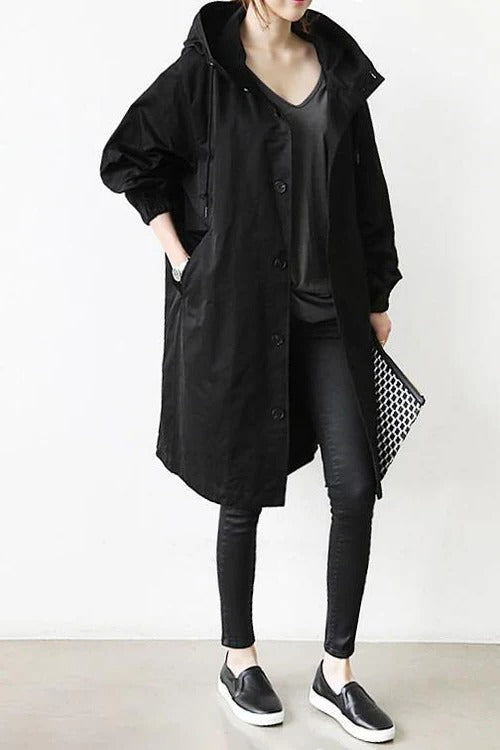 Stretch Coat with Subtle Waist Shaping and Breathable Knit, Machine Washable