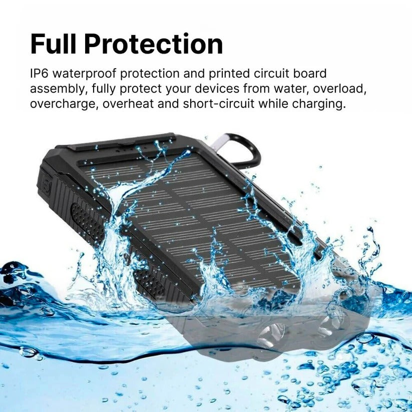 Solar Power Bank with Dual USB and Built-In LEDs, 500000mAh Weather Resistant