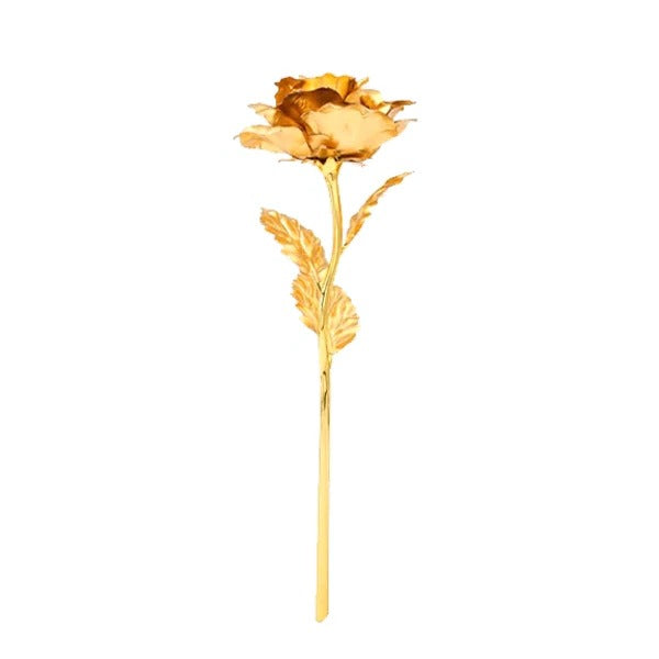Preserved Real Rose with Gold Foil Coating and Display Box