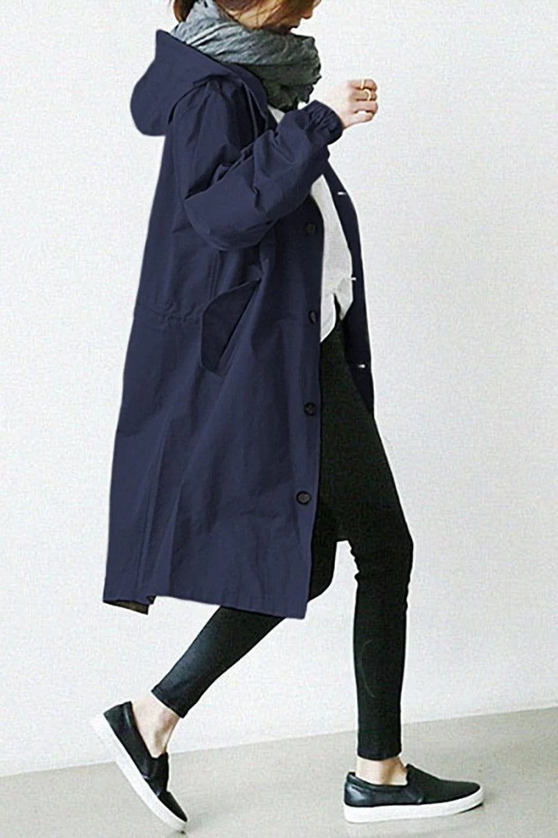 Stretch Coat with Subtle Waist Shaping and Breathable Knit, Machine Washable