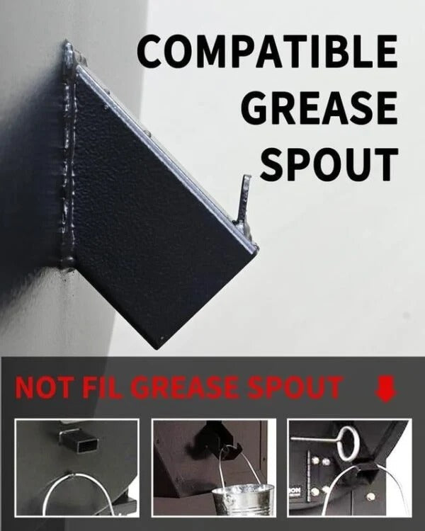 Grill Grease Collector with Lid and Reusable Liner, Quick-Fit for 1.6in Side Spouts