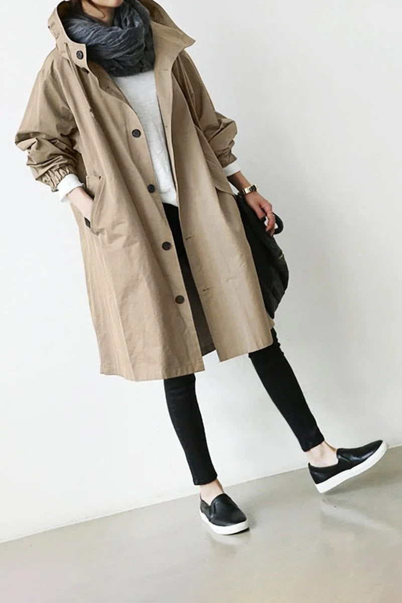 Stretch Coat with Subtle Waist Shaping and Breathable Knit, Machine Washable