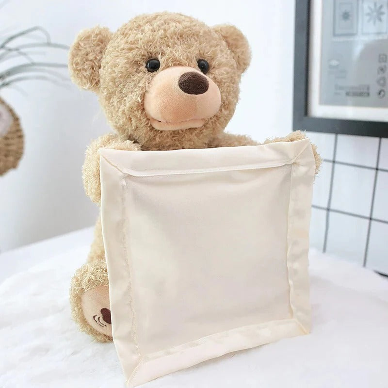Interactive Baby Plush with Peek-A-Boo Motion and Soothing Melodies, Removable Cover