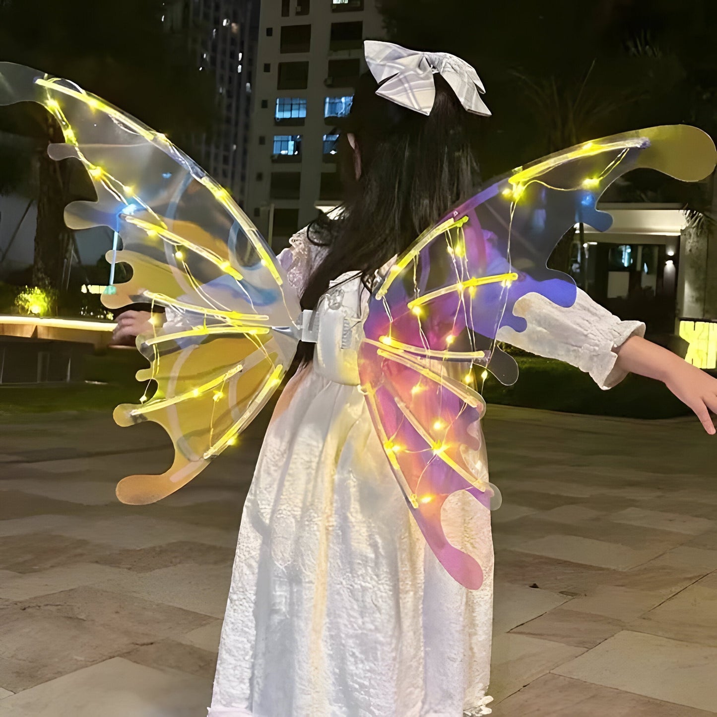 Motorized Fairy Wings with LED Lights and Flapping Action for Kids