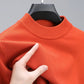 Men's Knit Pullover Sweater with Ribbed Hem and Full-Length Sleeves