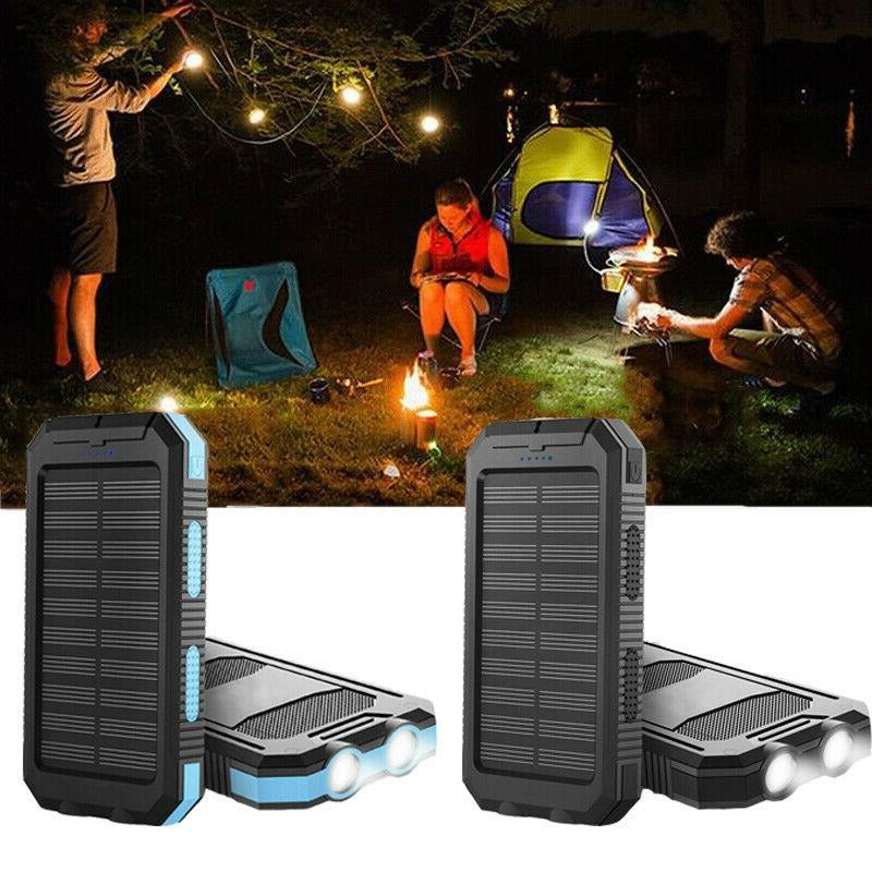 Solar Power Bank with Dual USB and Built-In LEDs, 500000mAh Weather Resistant
