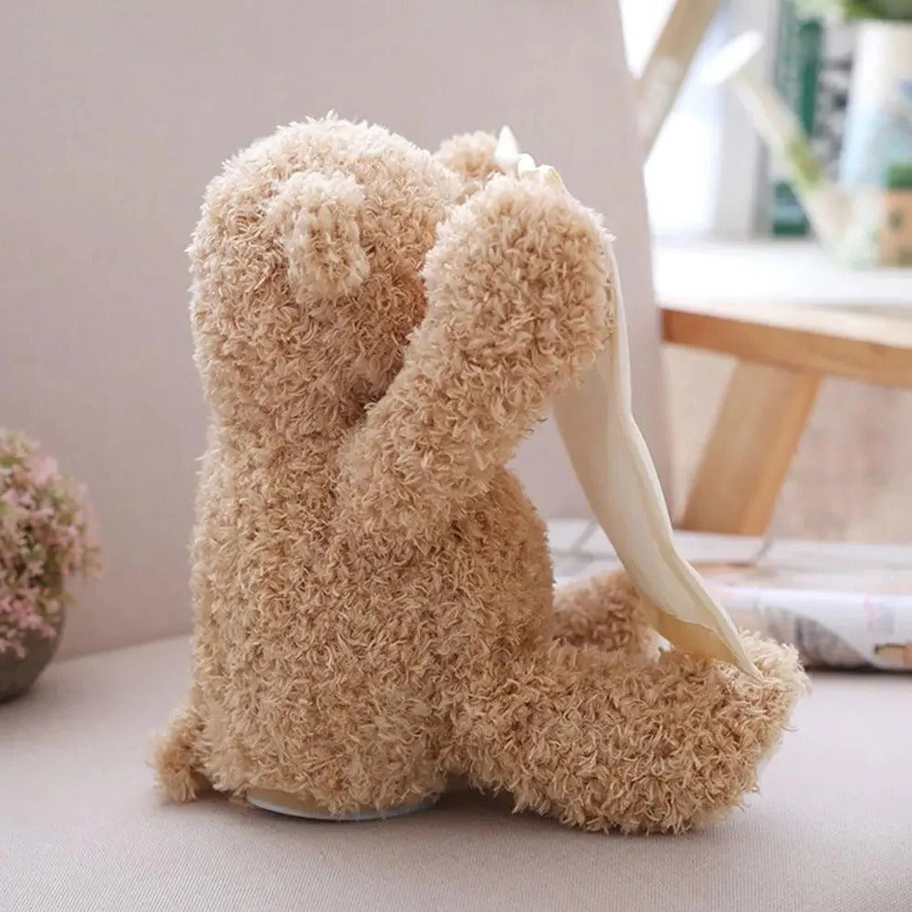 Interactive Baby Plush with Peek-A-Boo Motion and Soothing Melodies, Removable Cover