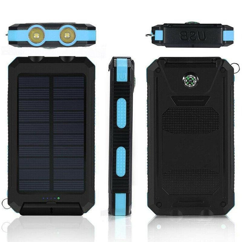 Solar Power Bank with Dual USB and Built-In LEDs, 500000mAh Weather Resistant