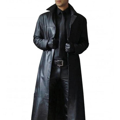 Men's Leather Coat with Full-Grain Exterior and Insulated Lining, Tailored Fit