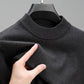 Men's Knit Pullover Sweater with Ribbed Hem and Full-Length Sleeves