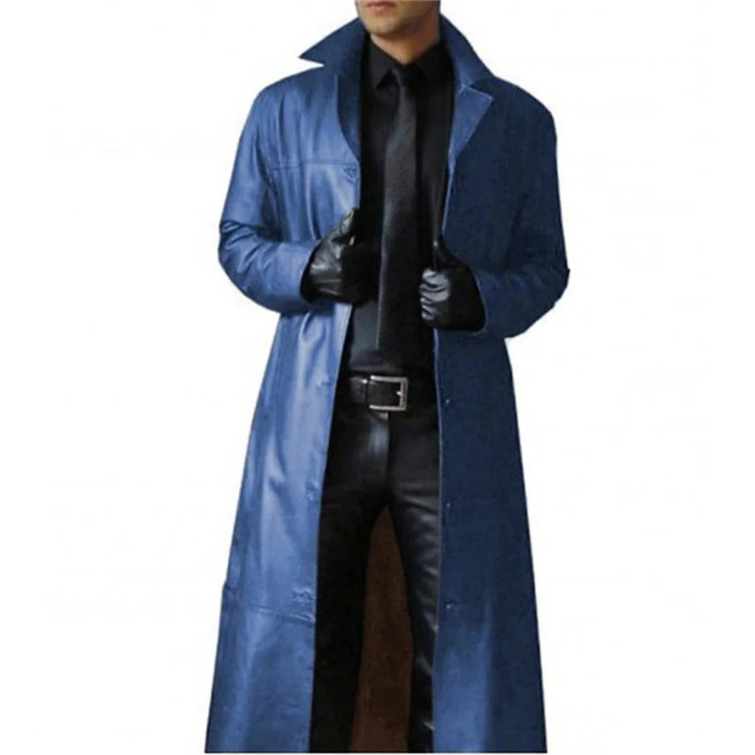 Men's Leather Coat with Full-Grain Exterior and Insulated Lining, Tailored Fit