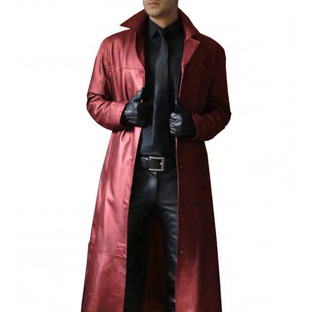 Men's Leather Coat with Full-Grain Exterior and Insulated Lining, Tailored Fit
